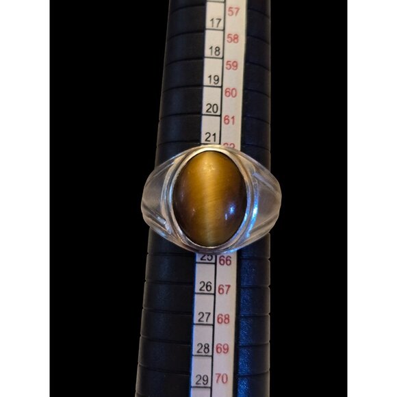 Vintage Mens Tigers Eye Ring Oval Cabochon - Picture 1 of 4
